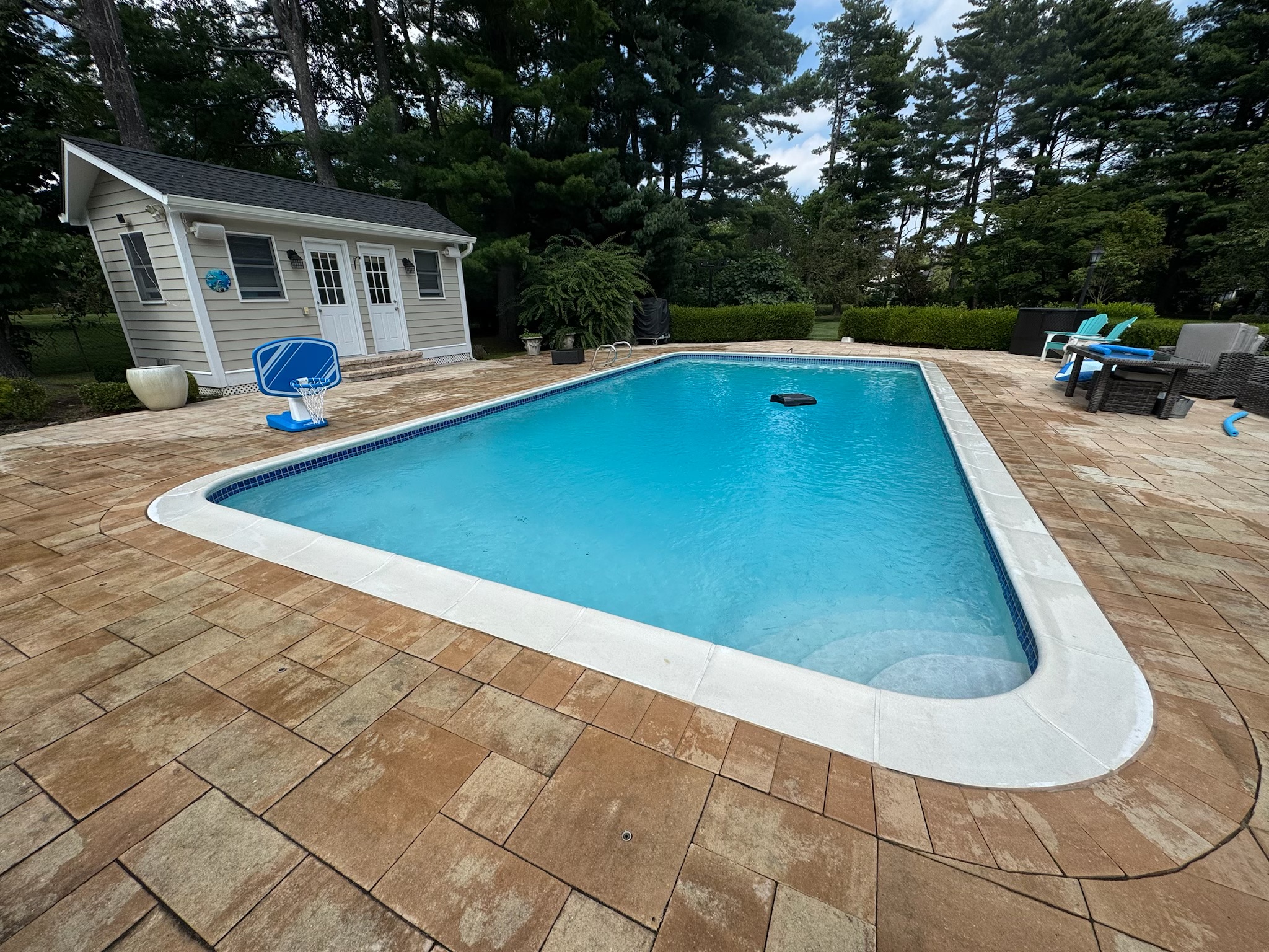 Completed ASP pool installation in a Westchester County backyard