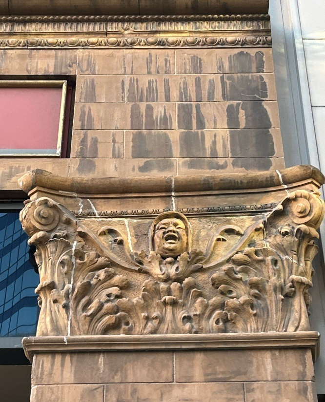 Freeze-thaw damage on historic terra cotta facade