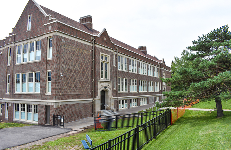 Completed restoration work at Congdon Park Elementary School demonstrating quality craftsmanship