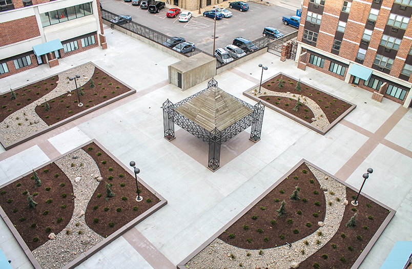 Mears Park Place plaza deck after hot applied waterproofing by RSI