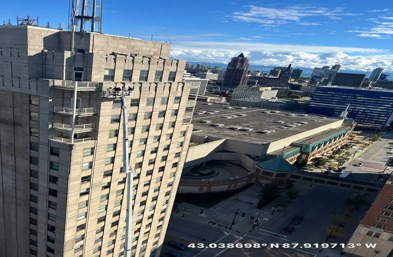 Wisconsin Tower Condominiums in Milwaukee, a 1930s Art Deco landmark building showing RSI's stone repair and facade restoration work