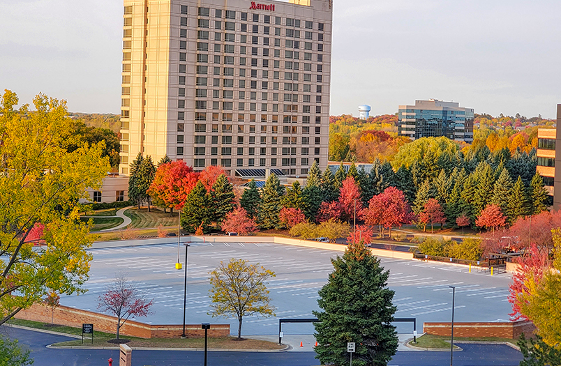 Minneapolis Office Complex parking structure showing post-tension cable repair work in progress